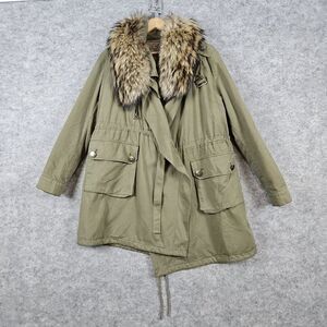Season Women's Faux Fur Collar Size‎ M Green Army Coat/Jacket Removable Lining